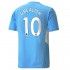 Camisola Manchester City Jack Grealish 10 Equipamento Primeiro 2021-2022 Manga Curta